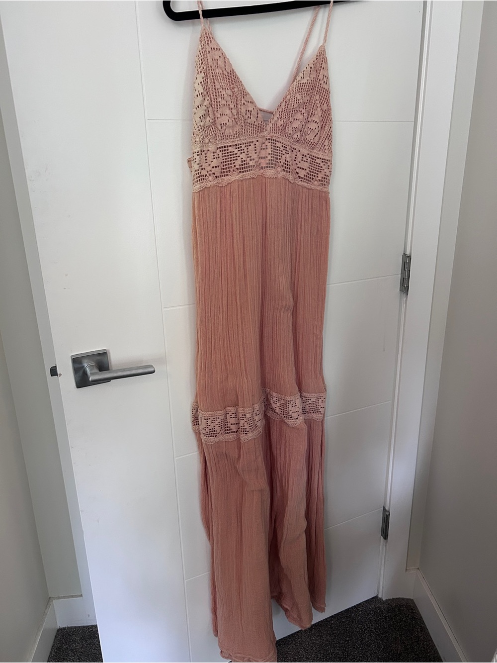 Jen's Pirate Booty Dusty Rose Crochet Maxi Dress
